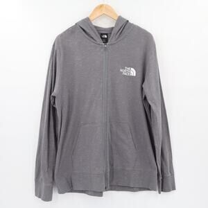 The North Face Men's Full Zip Large Logo Grey Hoodie Sz L
